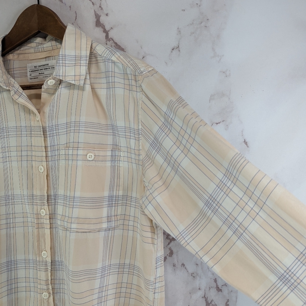REI Shirt Womens Medium Pink Button Up Long Sleeve Cotton Plaid Co Up - Picture 11 of 12